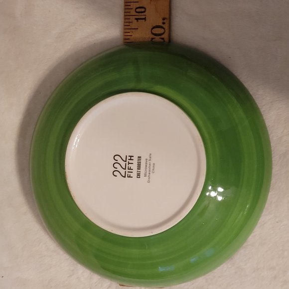 222 Fifth Rooster Serving Bowl approx 9" X 2'" - Picture 9 of 9